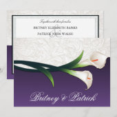 Paarse White Silver Calla Lily Wedding Invitations Kaart (Voorkant / Achterkant)
