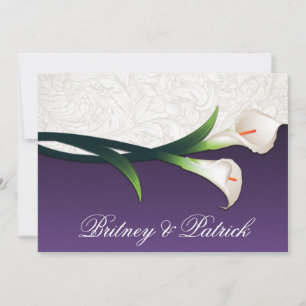 Paarse White Silver Calla Lily Wedding Invitations Kaart