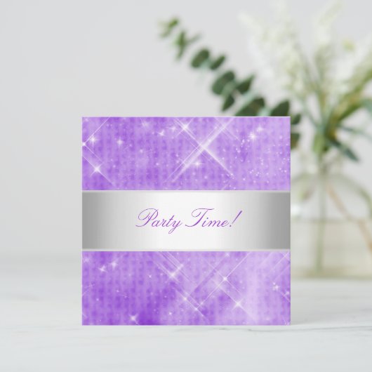 Paarse White Silver Lights Kaart (Staand voorkant)