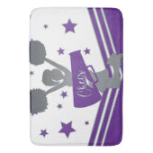 Paarse White Silver Stars Cheer Cheer-toonaangeven Badmat (Voorkant Verticaal)