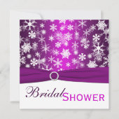 Paarse White Snowflakes Bridal Shower Invitation Kaart (Voorkant)