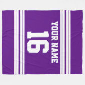 Paarse White Sports Jersey Fleece Deken (Voorkant (Horizontaal))