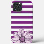 Paarse White Stripe Flower iPhone Case (Achterkant)