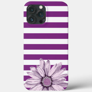 Paarse White Stripe Flower iPhone Case