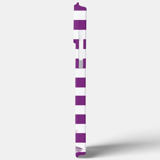 Paarse White Stripe Flower iPhone Case (Achterkant / Links)