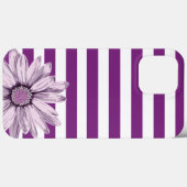 Paarse White Stripe Flower iPhone Case (Achterkant (horizontaal))