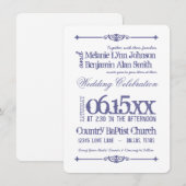 Paarse White Typography Wedding Invitations Kaart (Voorkant / Achterkant)
