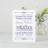 Paarse White Typography Wedding Invitations Kaart (Staand voorkant)