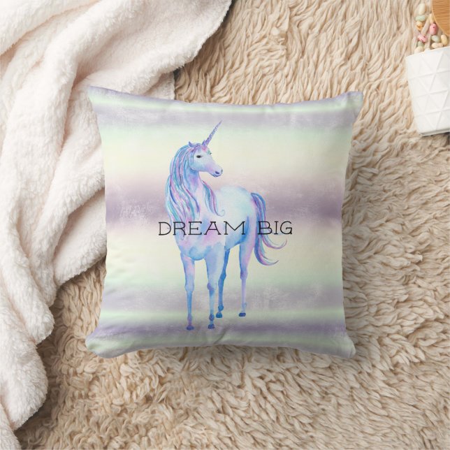 Paarse White Unicorn Dream Kussen (Deken)