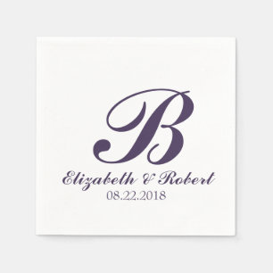 Paarse White Wedding Monogram Napkins Servet