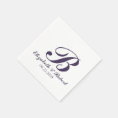 Paarse White Wedding Monogram Napkins Servet (Hoek)