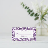 Paarse White Wedding Place Cards | Sorteerkaart Plaatskaartje (Staand voorkant)
