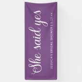 Paarse White Ze zei ja Vrijgezellenfeest Banner (Verticaal)