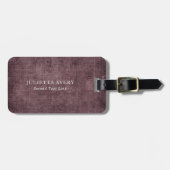 Paarse wijn Linen Rustic Texture Bagagelabel (Voorkant horizontaal)