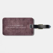 Paarse wijn Linen Rustic Texture Bagagelabel (Achterkant horizontaal)