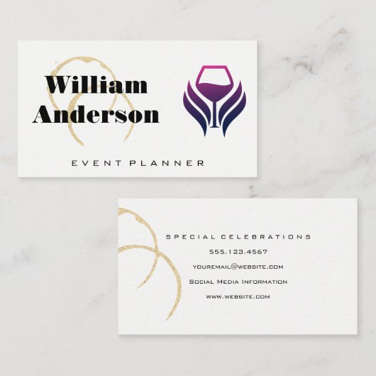 Paarse Wijn Logo | Wijnmakerij Visitekaartje (Voorkant / Achterkant)