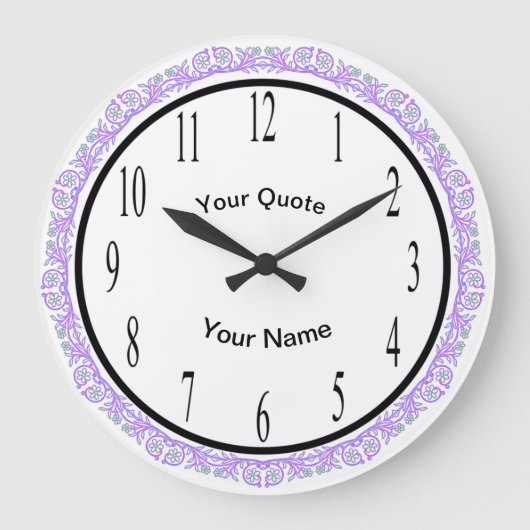 Paarse wijnstokken met verticale standaardnummers grote klok (Voorkant)