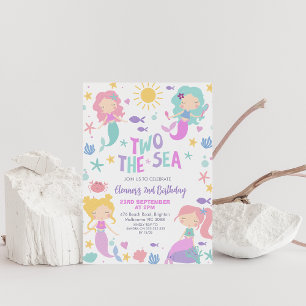 Paarse Wijze Zeemeermin Twee Het Zee 2e Verjaardag Kaart