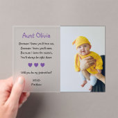 Paarse wil je mijn Godmother voorsteldoop zijn Acryl Uitnodigingen (Insitu (Draagbaar))