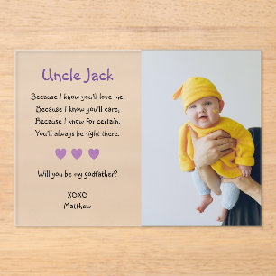 Paarse wil je mijn peetvader zijn voorsteldoop acryl uitnodigingen