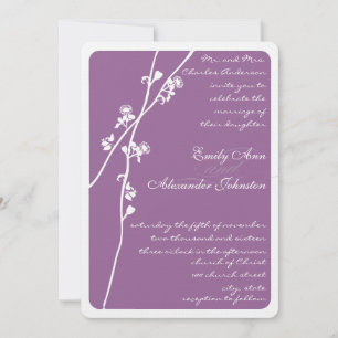 Paarse Wild Flower Branch Wedding Kaart