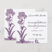 Paarse Wild Flower Branch Wedding Save the Date Kaart (Voorkant / Achterkant)