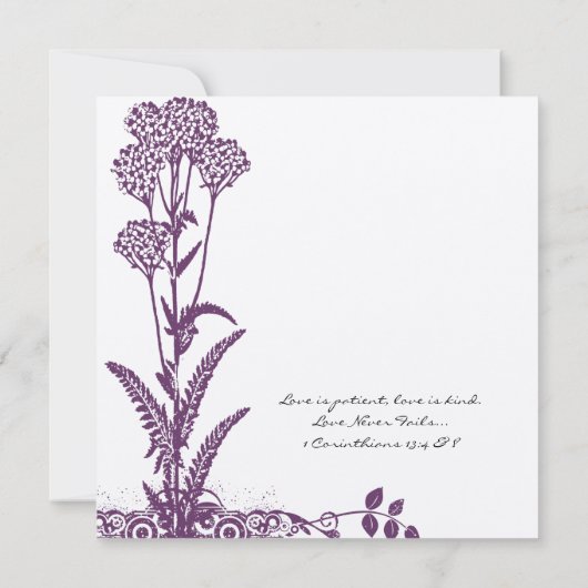 Paarse Wild Flower Branch Wedding Save the Date Kaart (Achterkant)
