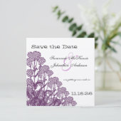 Paarse Wild Flower Branch Wedding Save the Date Kaart (Staand voorkant)