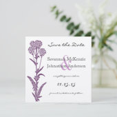Paarse Wild Flower Branch Wedding Save the Date Kaart (Staand voorkant)