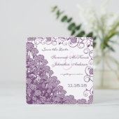 Paarse Wild Flower Branch Wedding Save the Date Kaart (Staand voorkant)