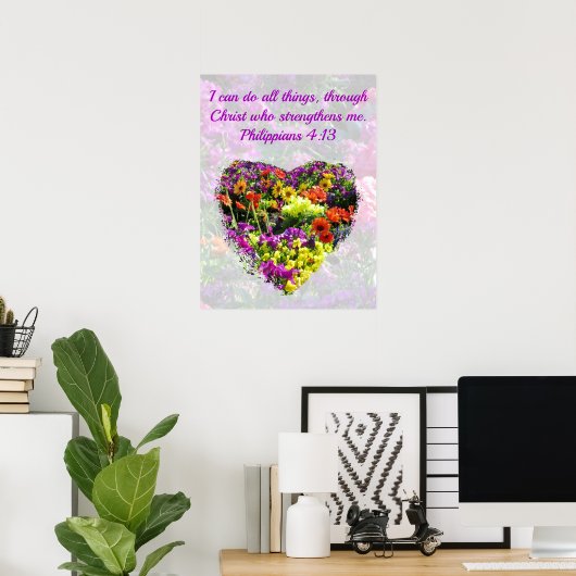 PAARSE WILD FLOWER PHILIPPIANS 4:13 VERSE POSTER (Thuiskantoor)