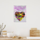  PAARSE WILD FLOWER PHILIPPIANS 4:13 VERSE POSTER (Keuken)