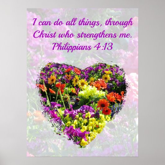  PAARSE WILD FLOWER PHILIPPIANS 4:13 VERSE POSTER (Voorkant)