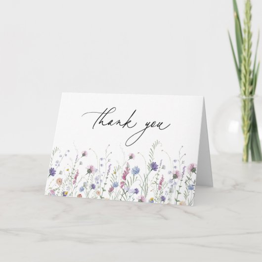 Paarse Wildbloem Hartelijk dank Bedankkaart (Voorkant)