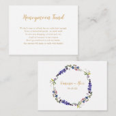 Paarse wildbloem Honeymoon Fund vrijgezellenfeest Informatiekaartje (Voorkant / Achterkant)