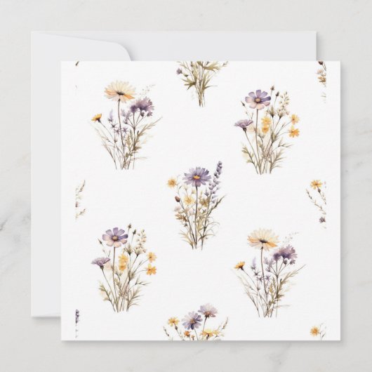 Paarse Wildbloemen Baby in Bloom Douche Kaart (Achterkant)