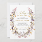 Paarse Wildbloemen Baby's in Bloom Twins Douche Kaart (Voorkant)