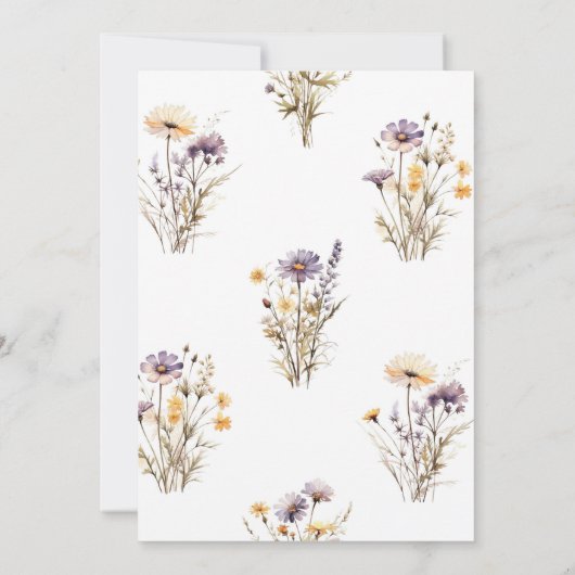 Paarse Wildbloemen Baby's in Bloom Twins Douche Kaart (Achterkant)