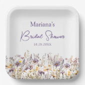 Paarse Wildbloemen Bloemen Bloemen Vrijgezellenfee Papieren Bordje (Voorkant)