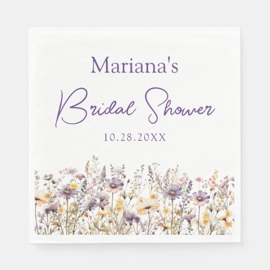 Paarse Wildbloemen Bloemen Bloemen Vrijgezellenfee Servet (Voorkant)