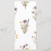 Paarse Wildbloemen Bruiloft Menu (Achterkant)