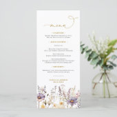 Paarse Wildbloemen Bruiloft Menu (Staand voorkant)
