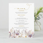 Paarse Wildbloemen Bruiloft Menu (Staand voorkant)