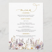 Paarse Wildbloemen Bruiloft Menu (Voorkant)