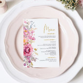 Paarse Wildbloemen Bruiloft Menu