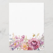 Paarse Wildbloemen Bruiloft Menu (Achterkant)