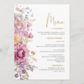 Paarse Wildbloemen Bruiloft Menu (Voorkant)