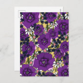  Paarse Wildbloemen Feestdagenkaart (Voorkant / Achterkant)