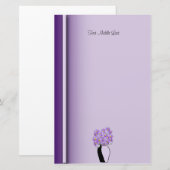 Paarse Wildbloemen in ketting Vase Artwork, aangep Briefpapier (Voorkant / Achterkant)