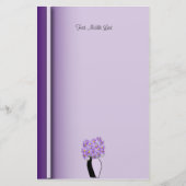 Paarse Wildbloemen in ketting Vase Artwork, aangep Briefpapier (Voorkant)